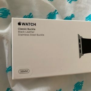 Black leather Apple Watch band